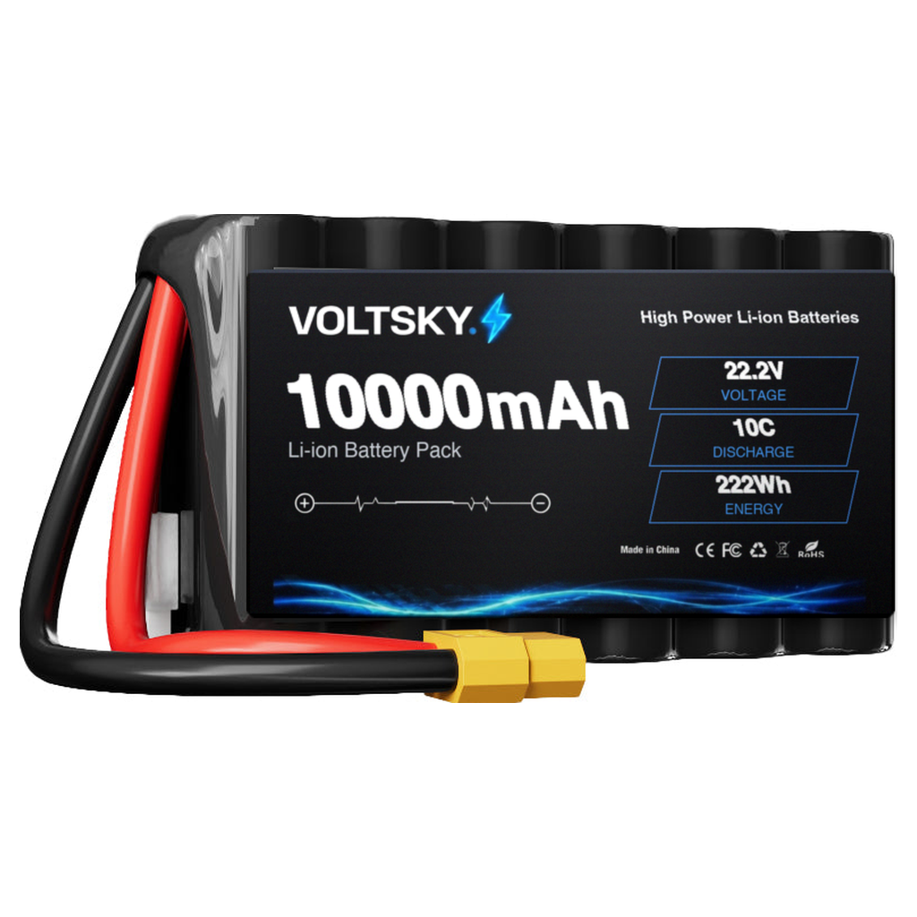 Voltsky 6S 22.2V 10000mAh 222.0Wh 10C 21700 High-Capacity Li-ion Long-Range Endurance FPV & Inspection UAV Battery – XT90