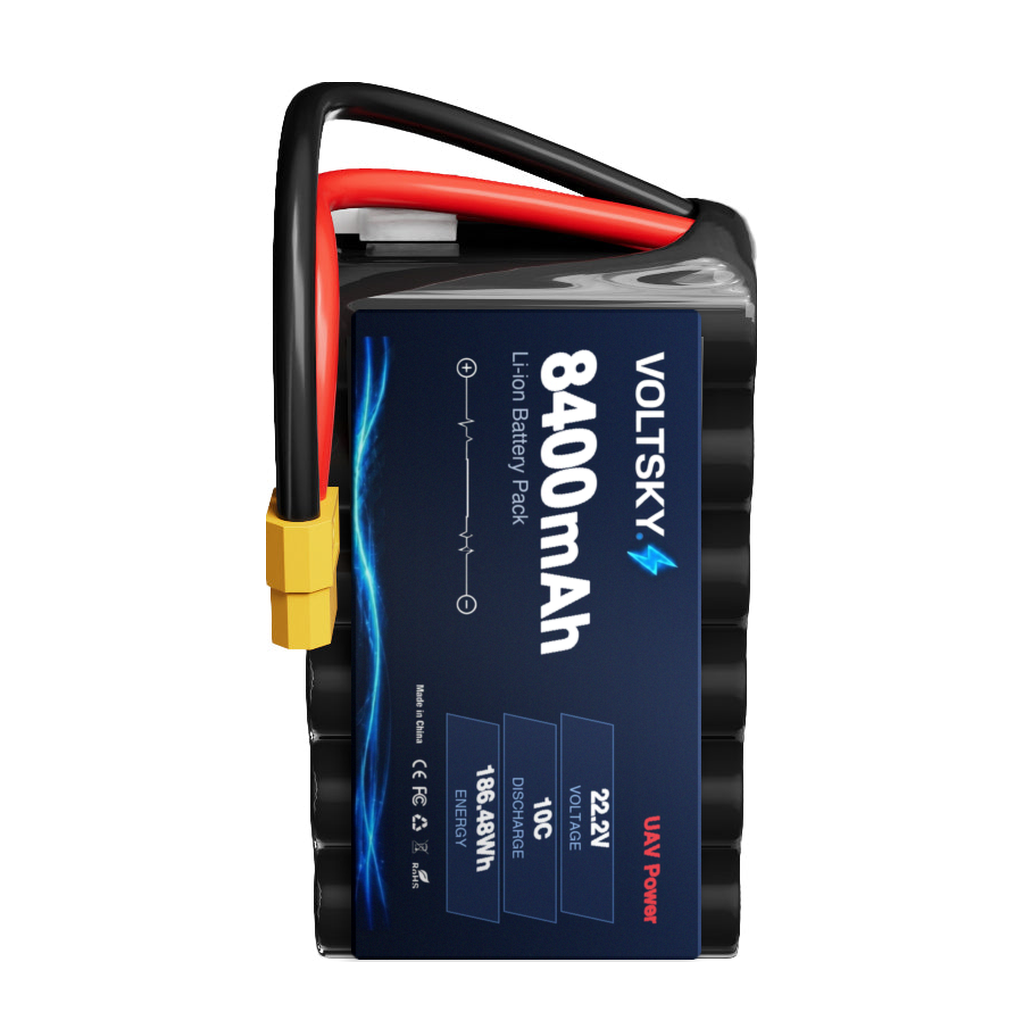 Voltsky 6S 22.2V 8400mAh 186.5Wh 10C 21700 High-Capacity Li-ion Long-Range Endurance FPV & Inspection UAV Battery – XT90