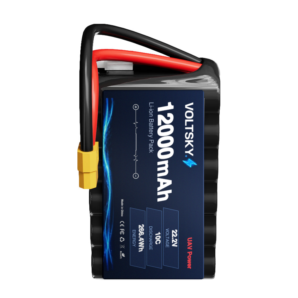 Voltsky 6S 22.2V 12000mAh 266.4Wh 10C 21700 High-Capacity Li-ion Long-Range Endurance FPV & Inspection UAV Battery – XT90