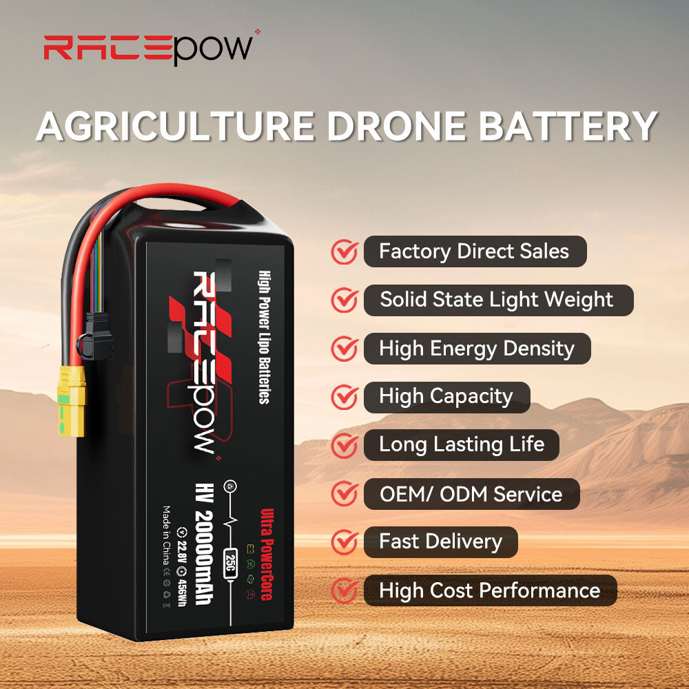 Voltsky 6S 22.8V 20000mAh 456.0Wh 25C LiHV Agricultural Drone Sprayer Battery – XT90-S (Anti-Spark)