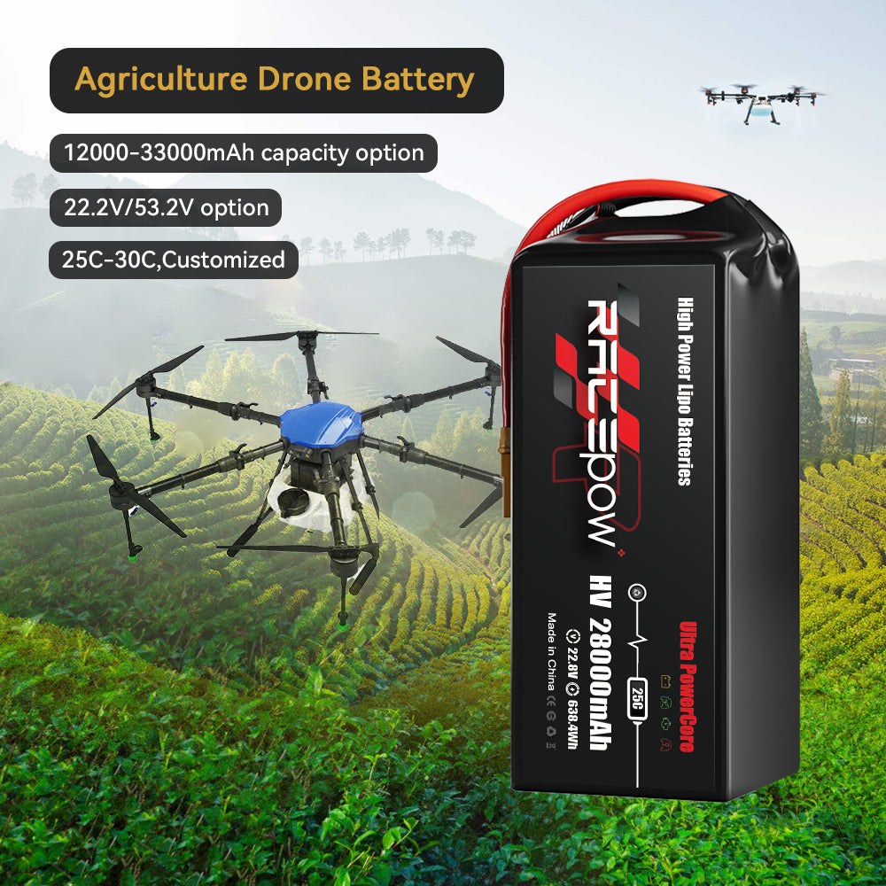 Voltsky 6S 22.8V 28000mAh 638.4Wh 25C LiHV Agricultural Drone Sprayer Battery – AS150U / XT90-S