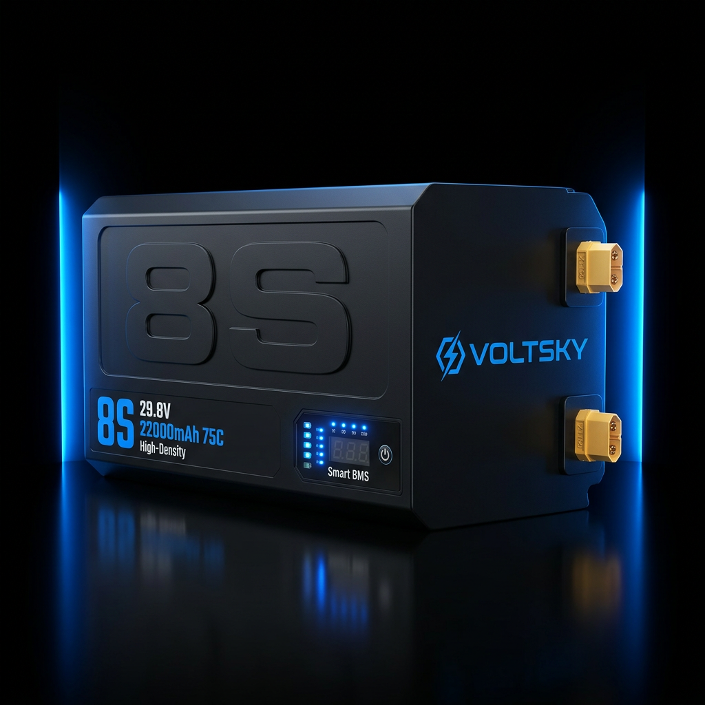 8S 29.8V 22000mAh 75C High-Density Heavy-Lift Drone Battery — Voltsky Power