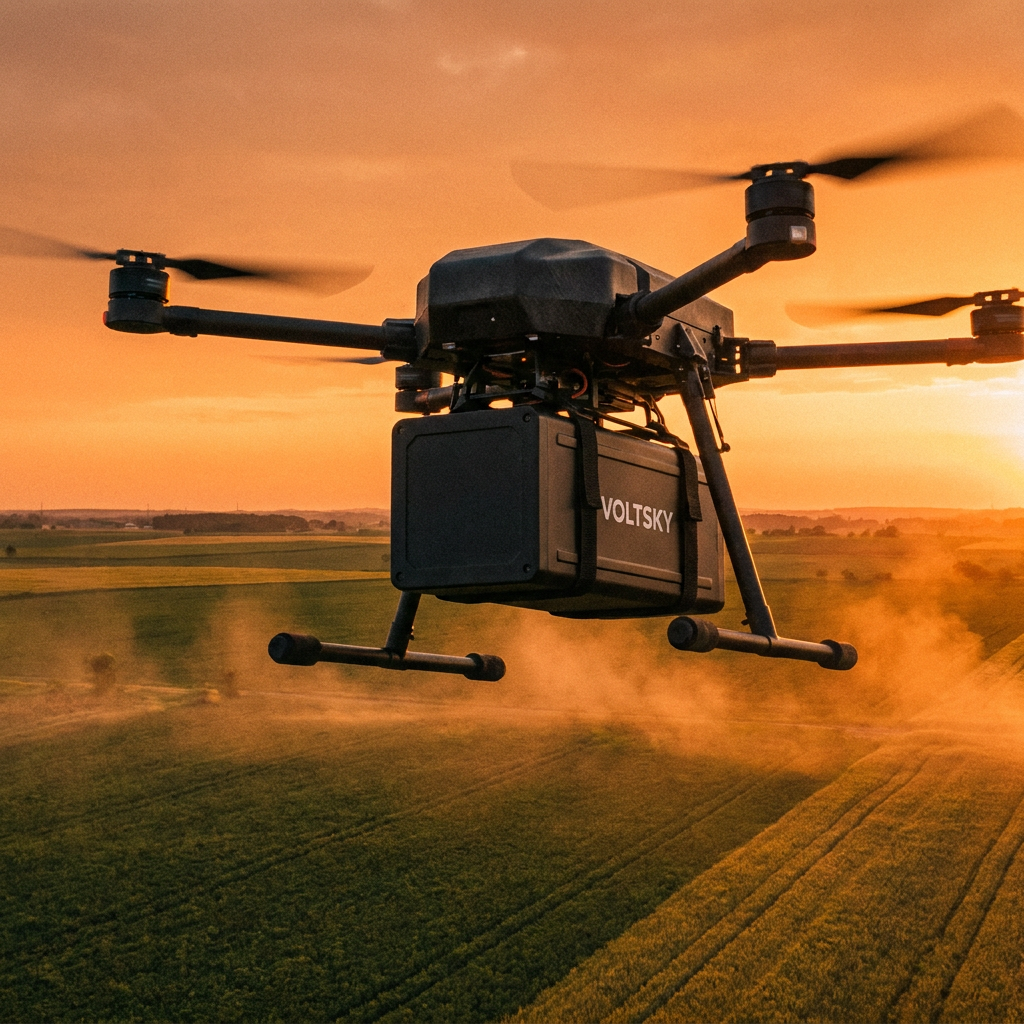 Voltsky UAV battery in agricultural drone field operation