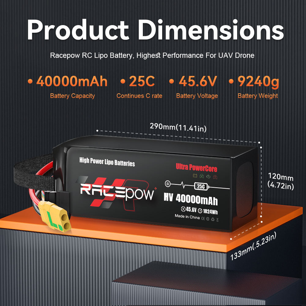 Voltsky 12S 45.6V 40000mAh 1824.0Wh 25C LiHV Agricultural Drone Sprayer Battery – AS150U / XT90-S